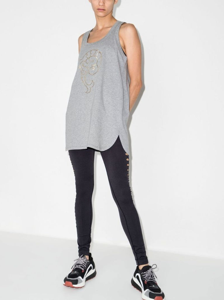 Grey Pesci Print Cotton Vest Top