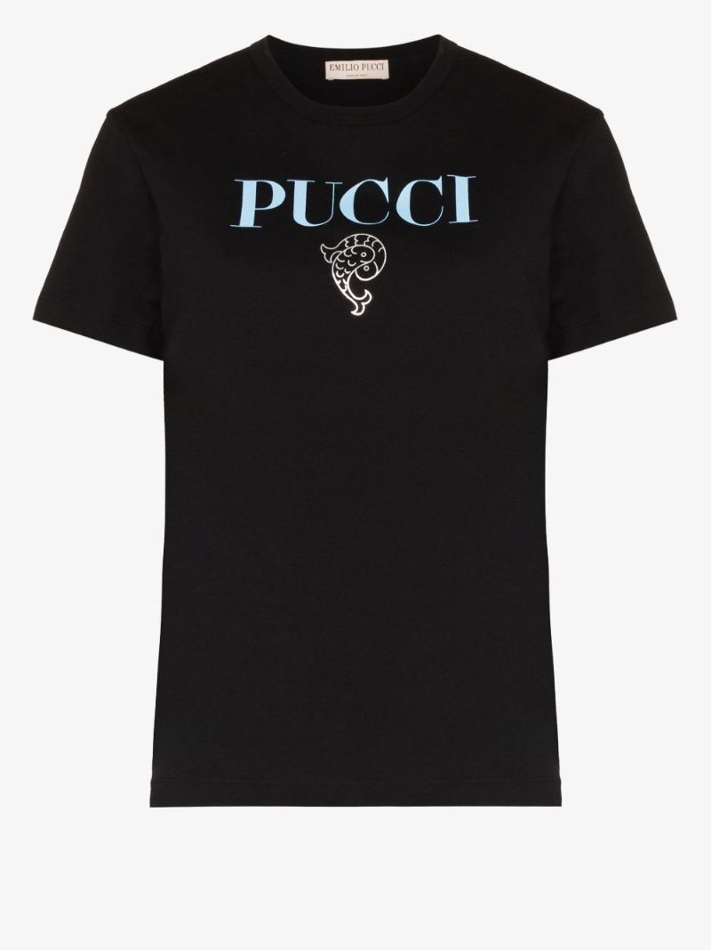 Black Pesci Logo Print T-shirt