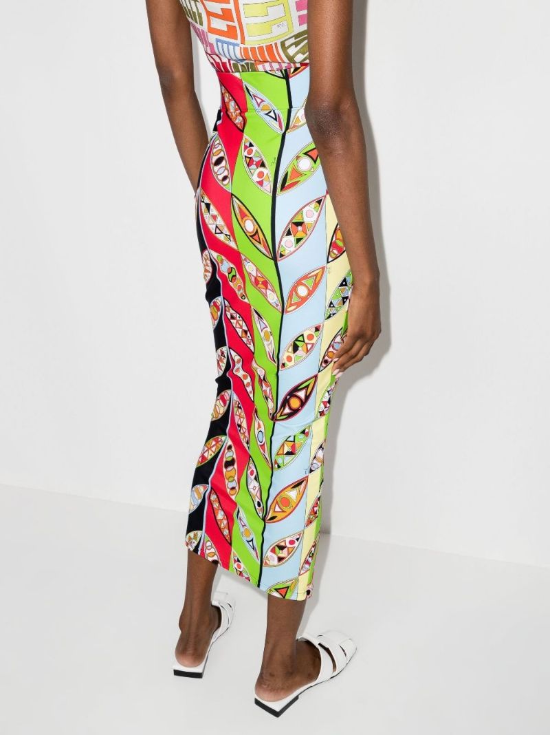 Multicolour Girandole Print Midi Skirt