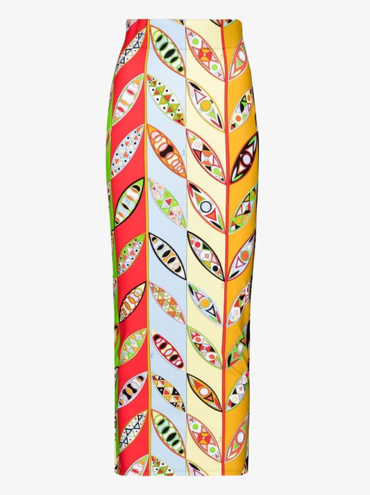 Multicolour Girandole Print Midi Skirt
