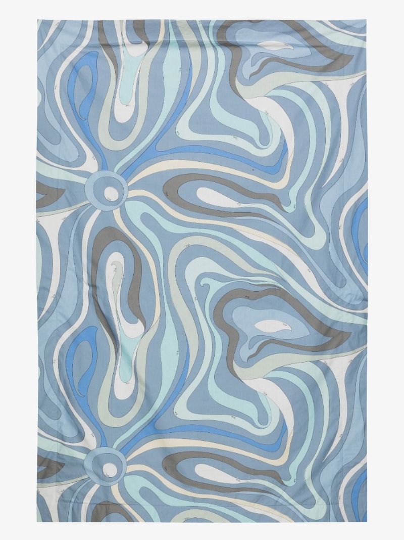Blue Marmo Print Cotton Beach Towel
