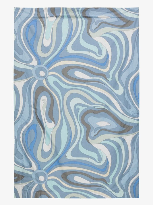 Blue Marmo Print Cotton Beach Towel