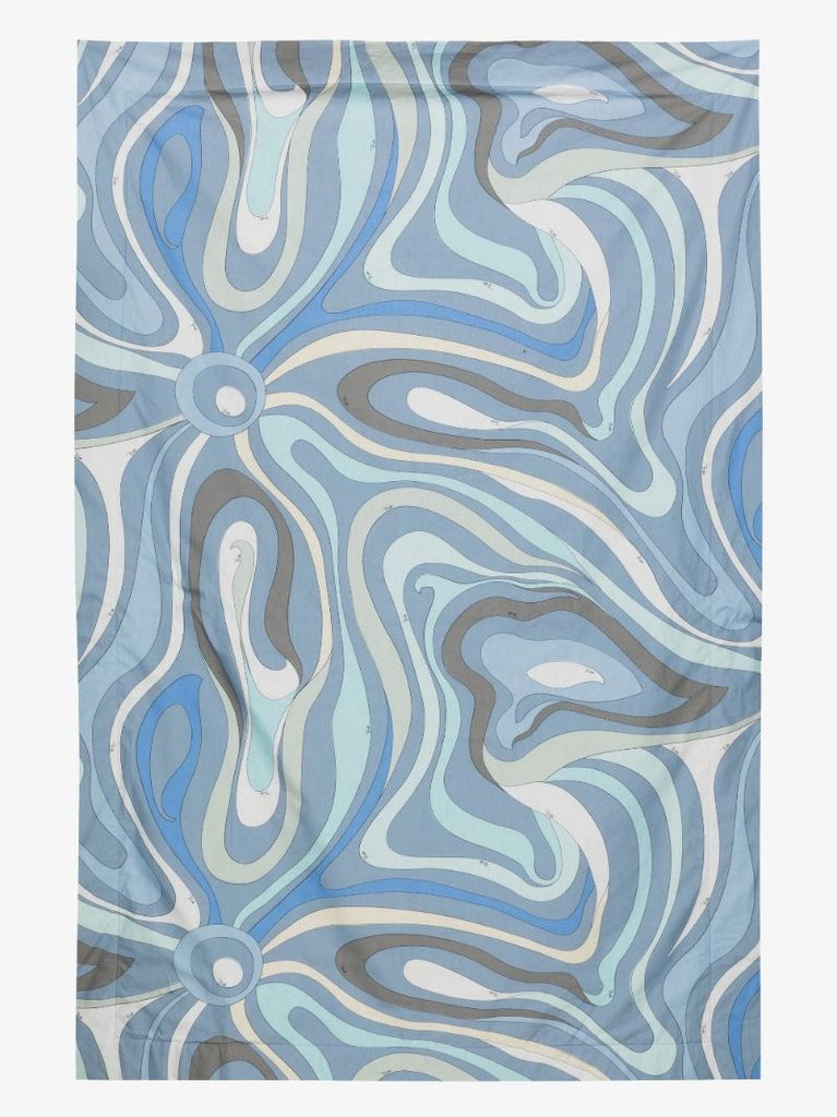 Blue Marmo Print Cotton Beach Towel