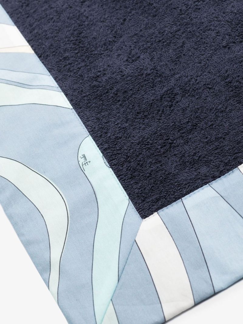 Blue Marmo Print Cotton Beach Towel