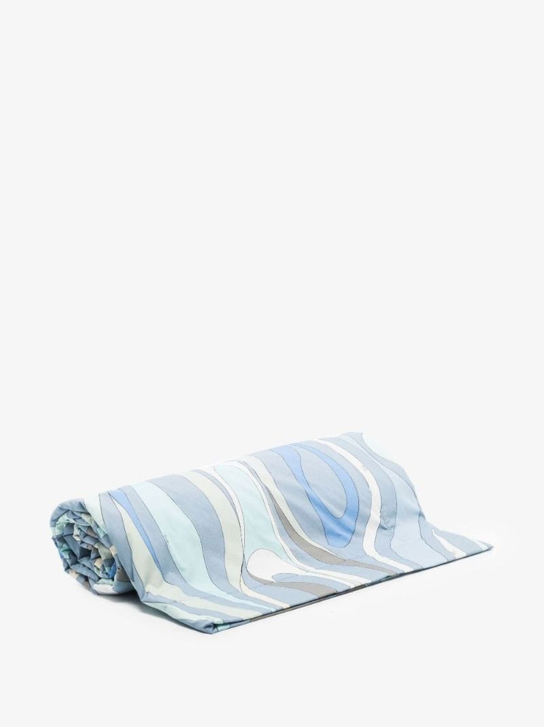 Blue Marmo Print Cotton Beach Towel