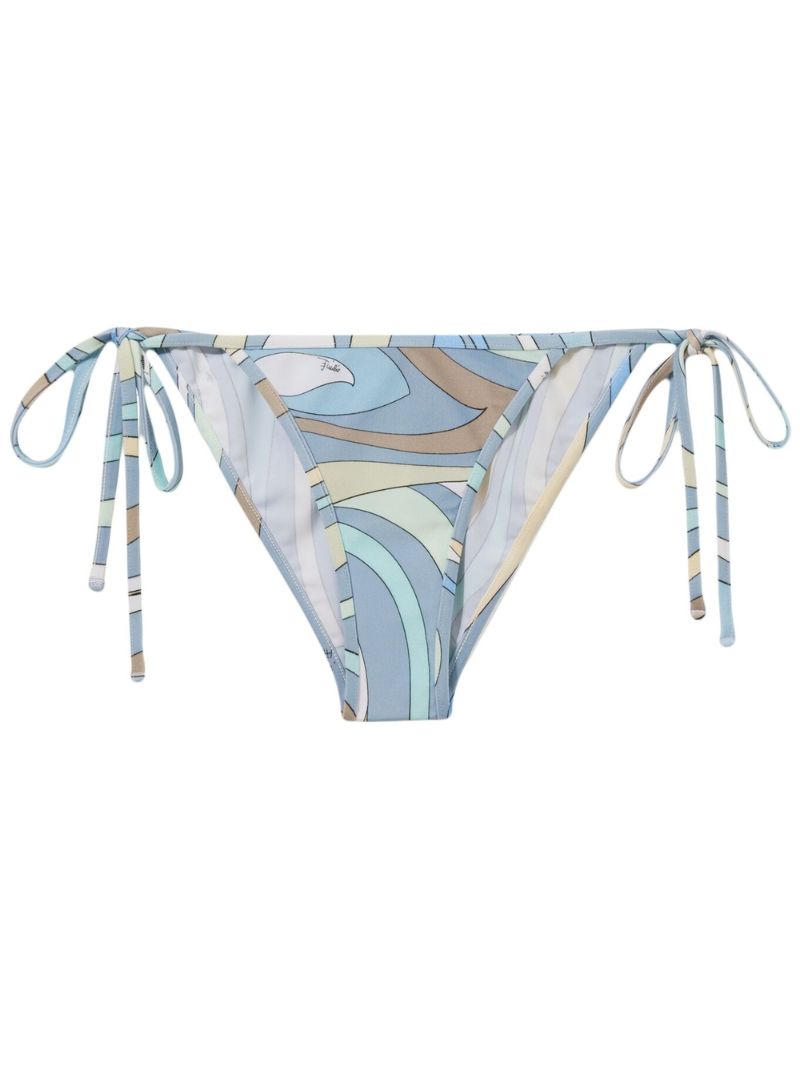 Blue Marmo Print Side-tie Bikini Briefs