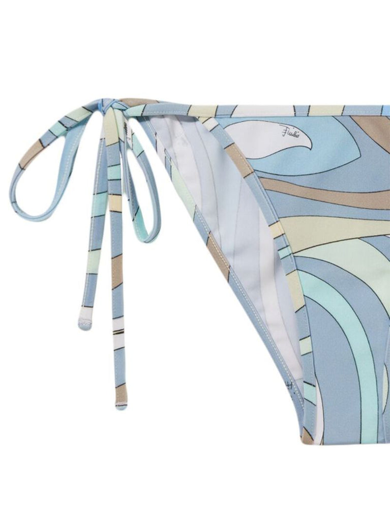 Blue Marmo Print Side-tie Bikini Briefs