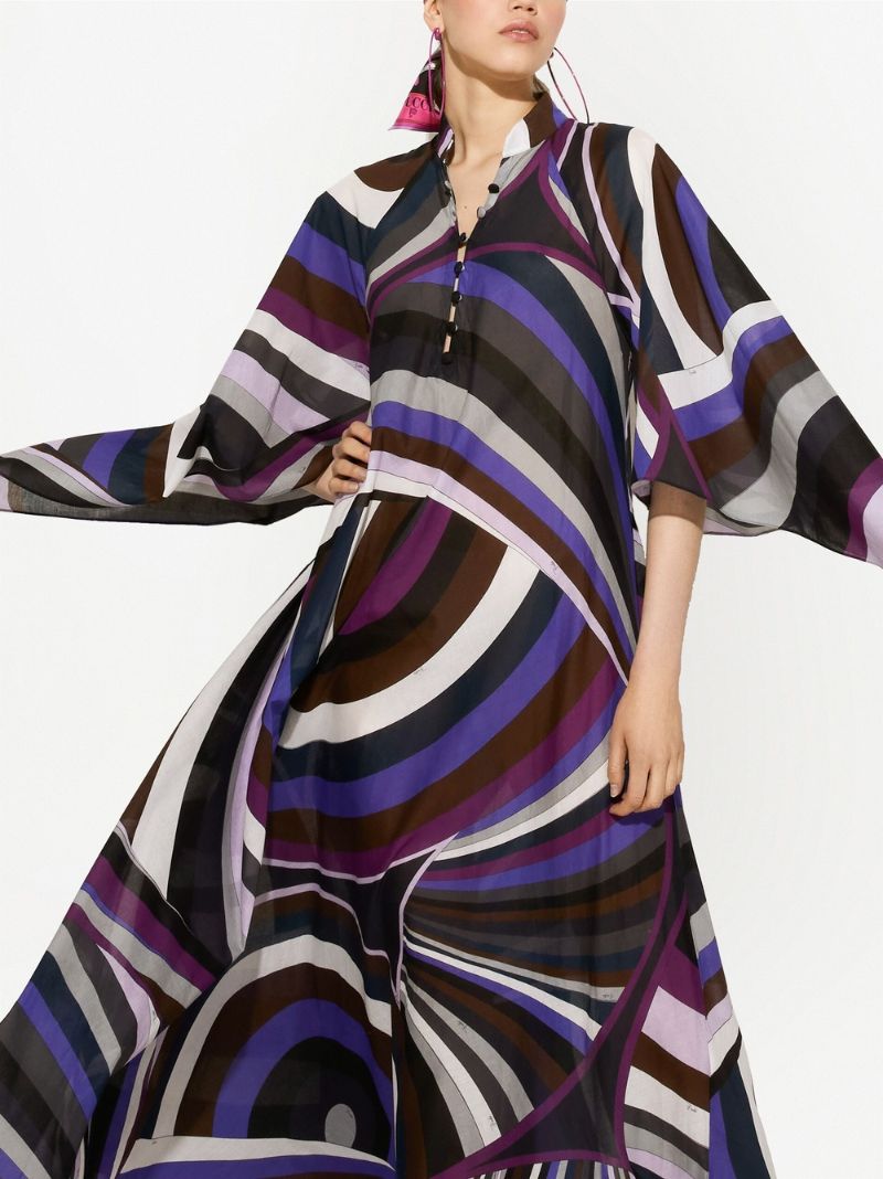 Multicoloured Iride Print Kaftan