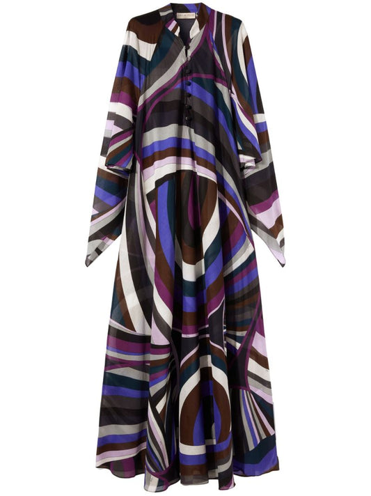 Multicoloured Iride Print Kaftan