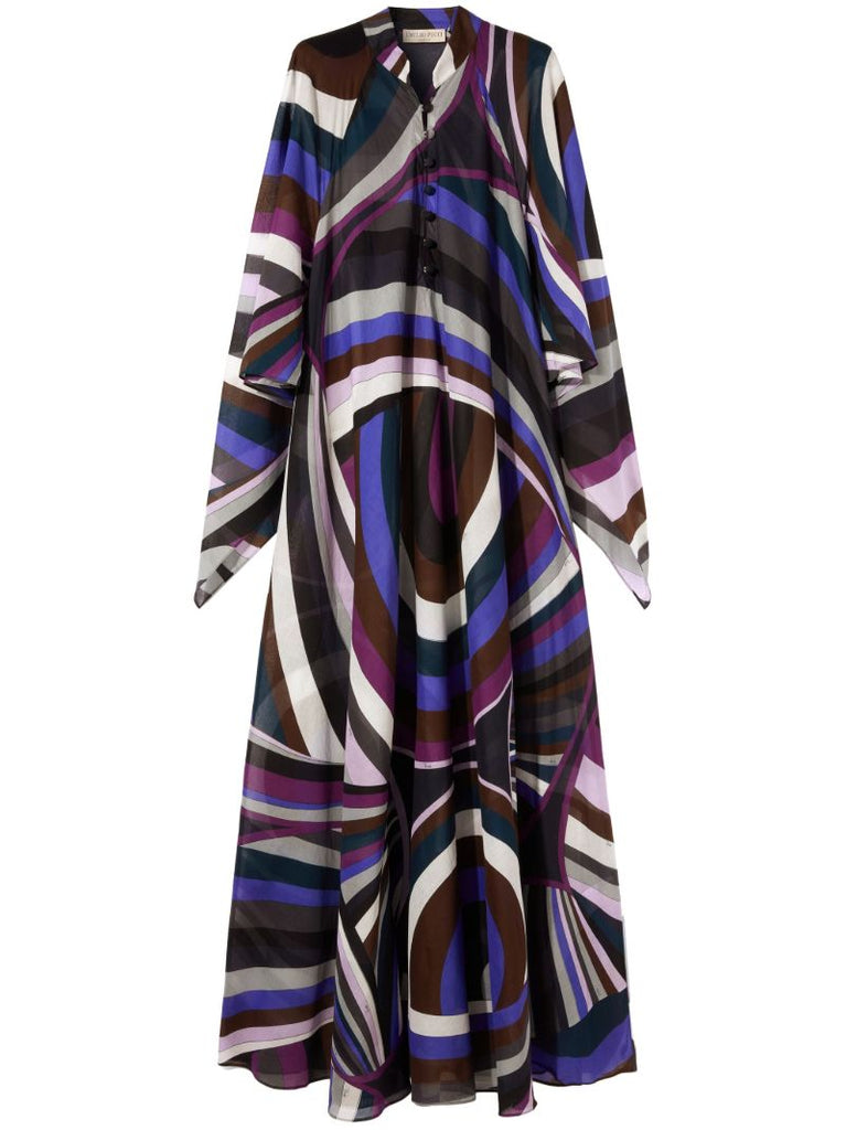 Multicoloured Iride Print Kaftan