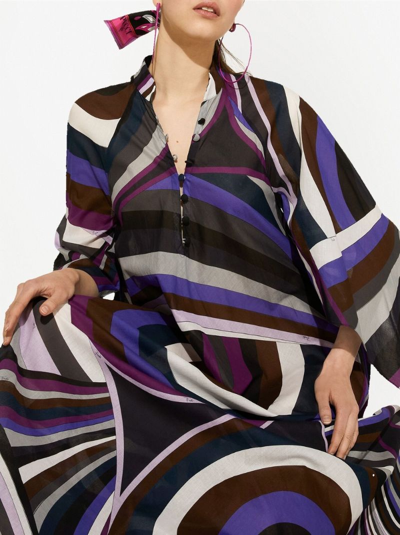 Multicoloured Iride Print Kaftan