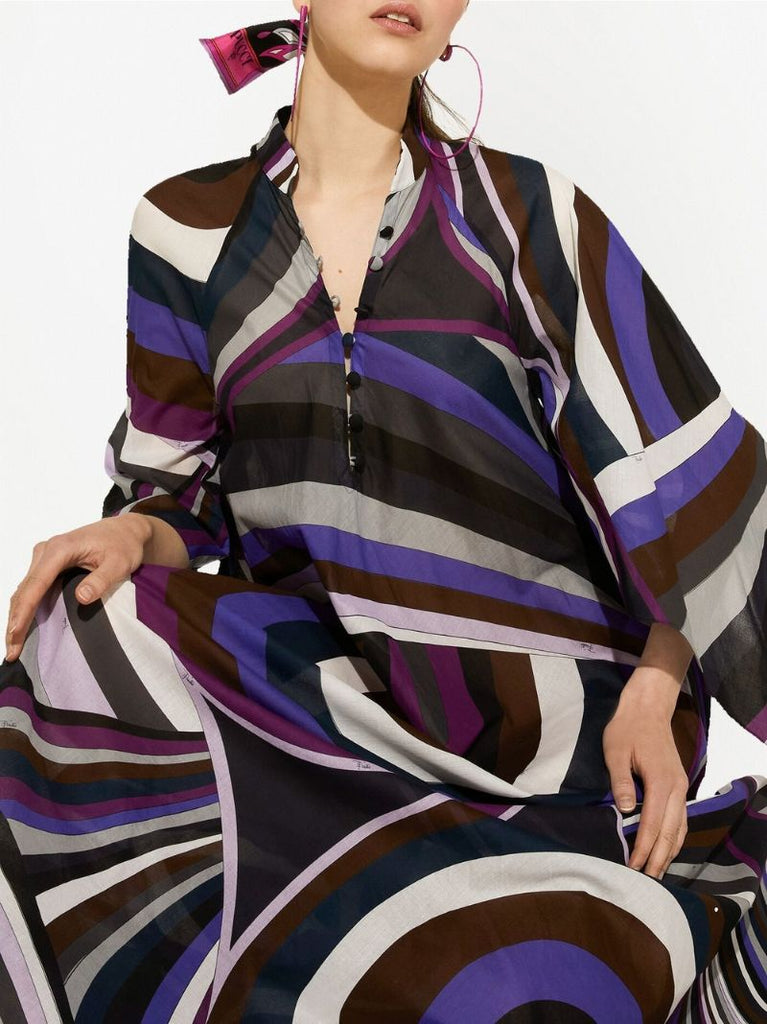 Multicoloured Iride Print Kaftan
