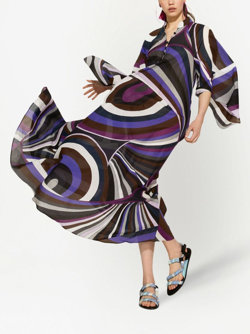 Multicoloured Iride Print Kaftan