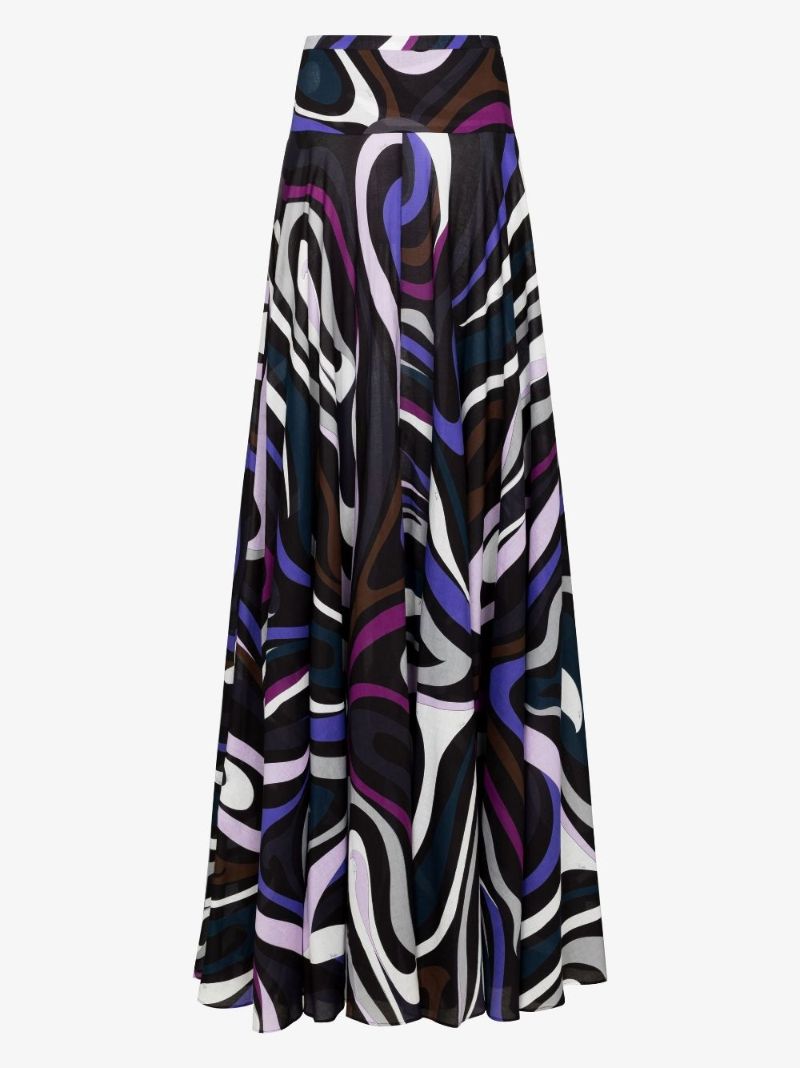 Black Printed Cotton Maxi Skirt