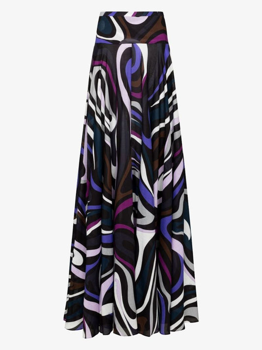 Black Printed Cotton Maxi Skirt