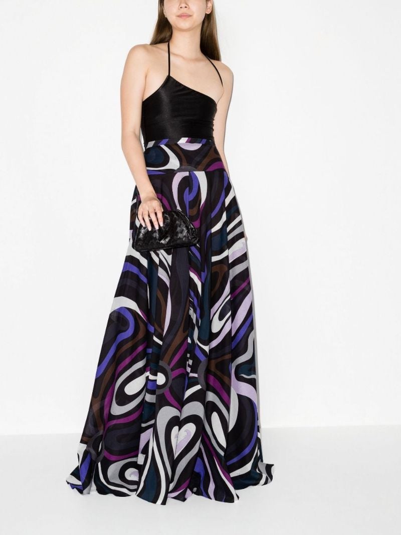 Black Printed Cotton Maxi Skirt