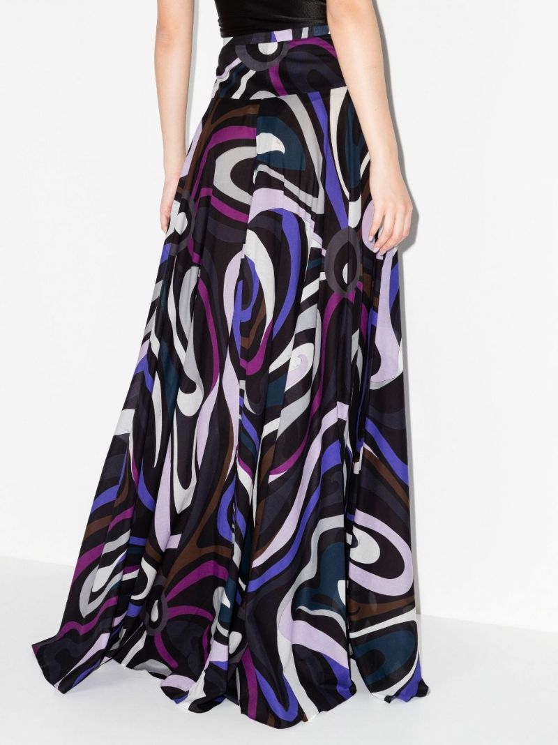 Black Printed Cotton Maxi Skirt