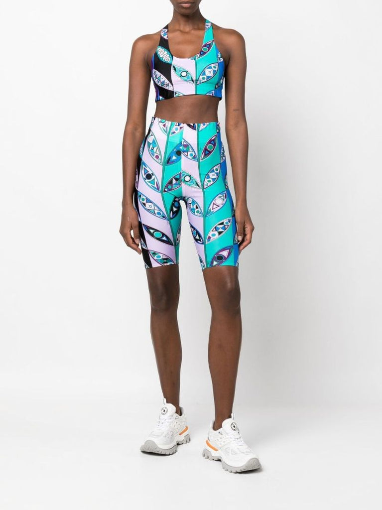 Green Girandole Print Knee-length Shorts