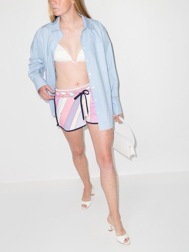 Pink Striped Cotton Track Shorts