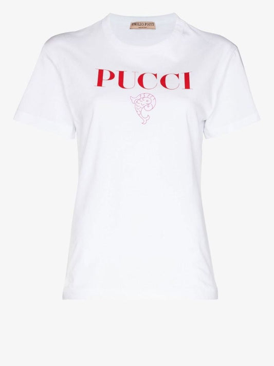 White Pesci Cotton T-shirt