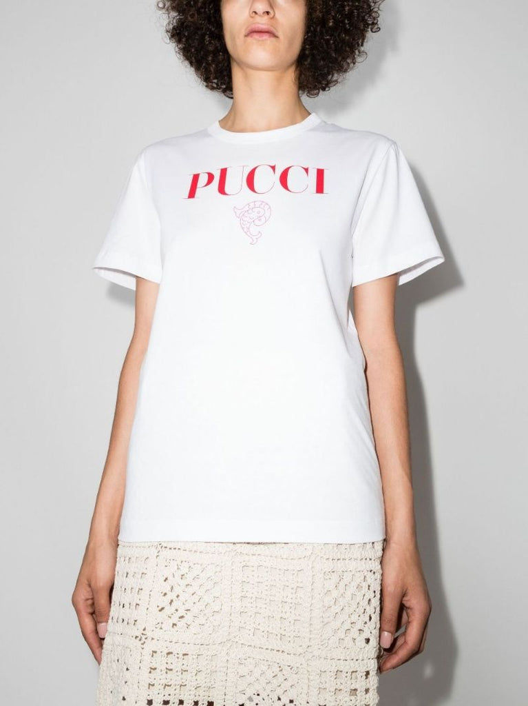 White Pesci Cotton T-shirt