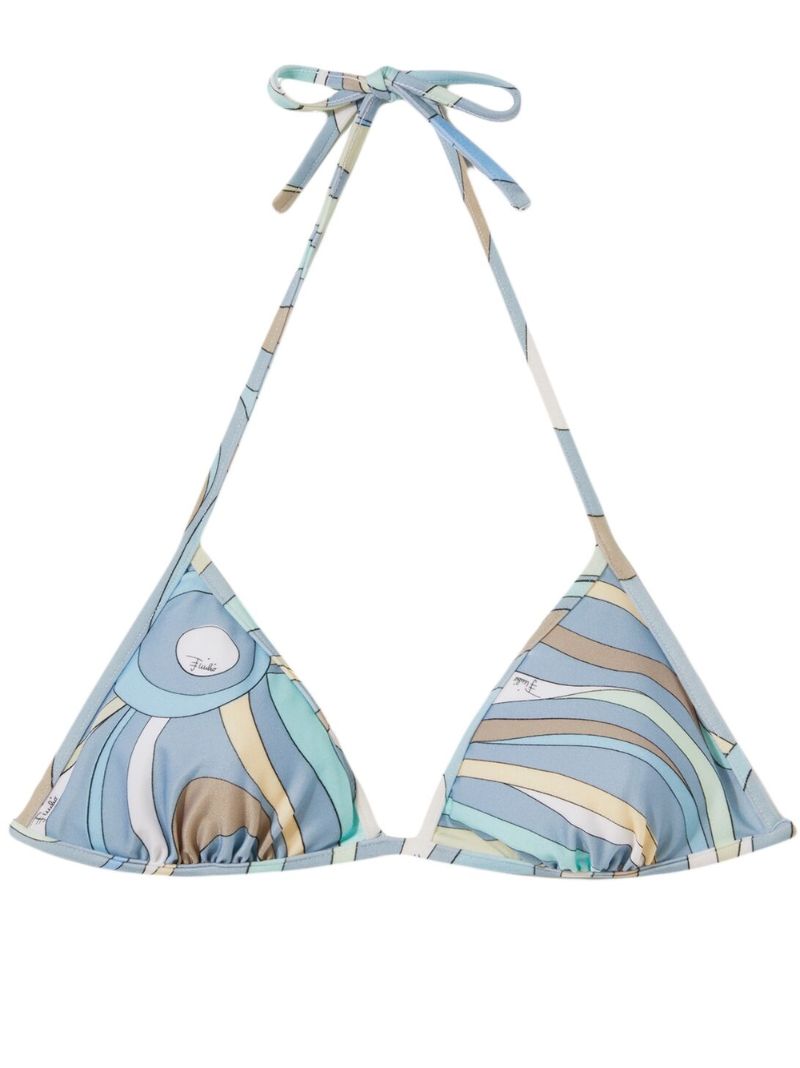 Blue Graphic Print Bikini Top