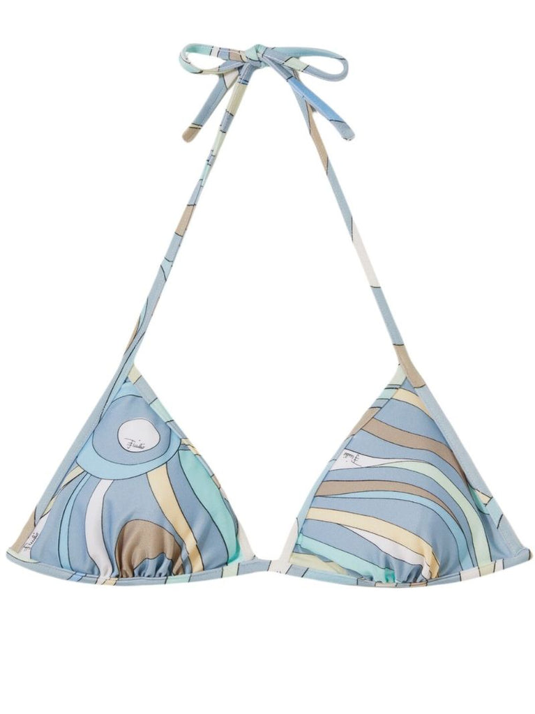 Blue Graphic Print Bikini Top