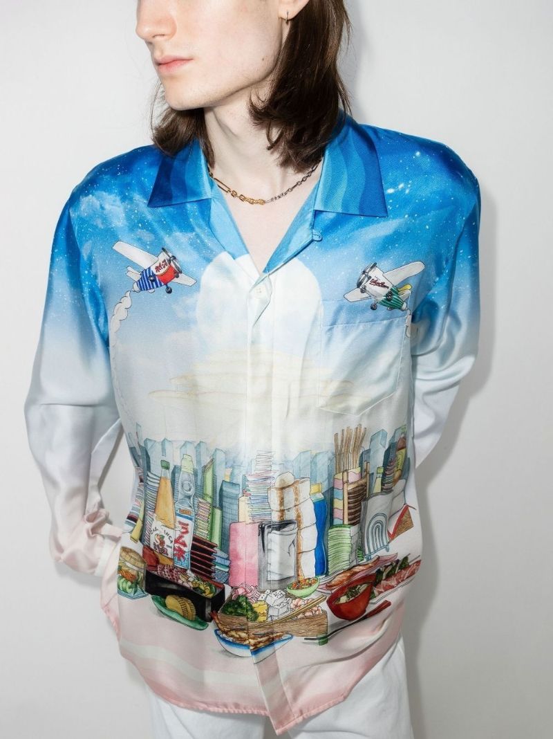 CafÃ_x0083_Â© Printed Silk Shirt