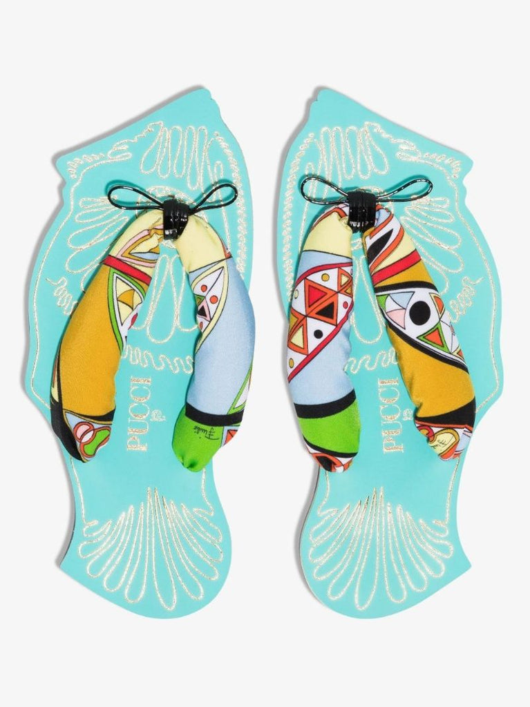 Blue Girandole Print Flip Flops