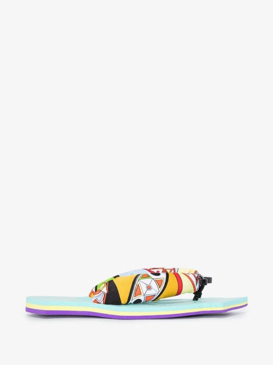 Blue Girandole Print Flip Flops