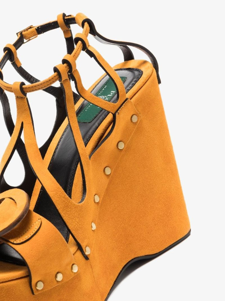 Orange Musa 140 Suede Wedge Sandals