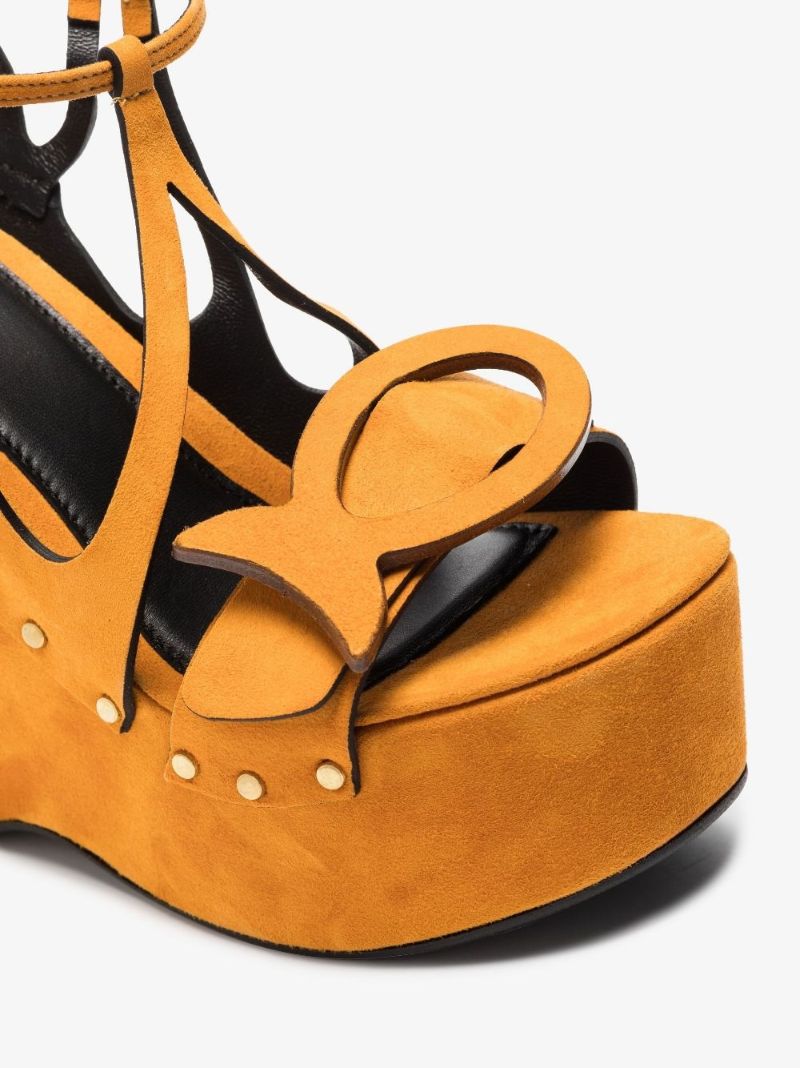 Orange Musa 140 Suede Wedge Sandals