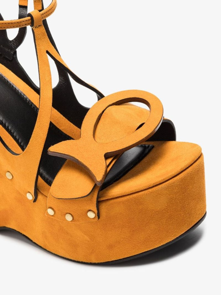 Orange Musa 140 Suede Wedge Sandals