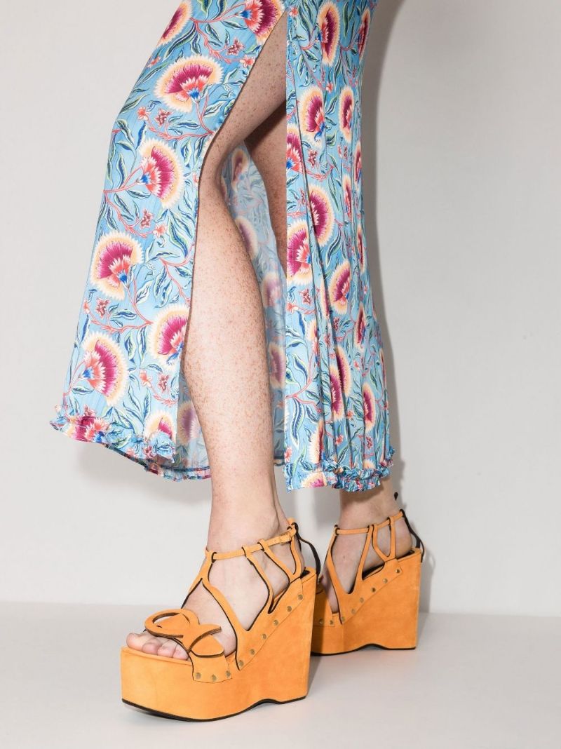 Orange Musa 140 Suede Wedge Sandals