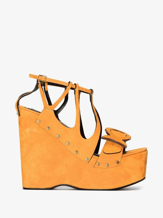 Orange Musa 140 Suede Wedge Sandals