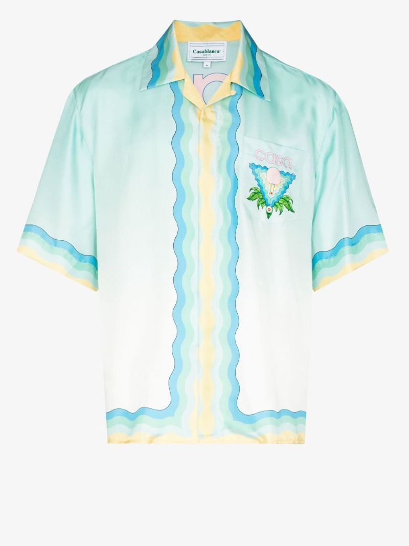 Memphis Icon Print Silk Shirt