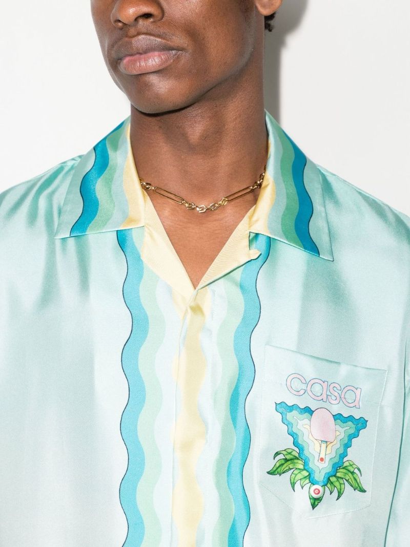 Memphis Icon Print Silk Shirt