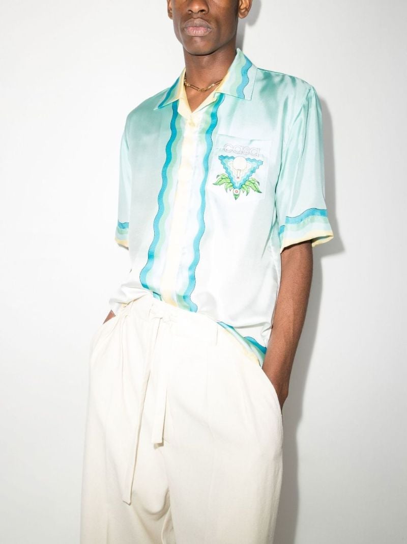 Memphis Icon Print Silk Shirt