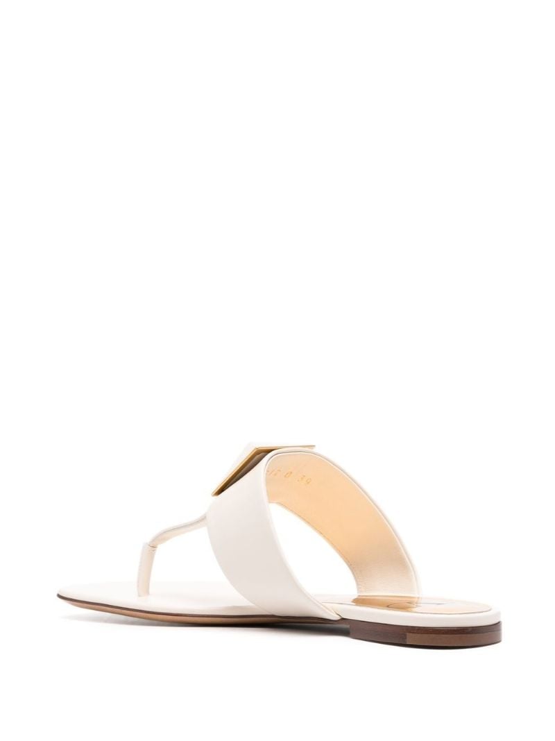 White Leather Stud Flat Sandals