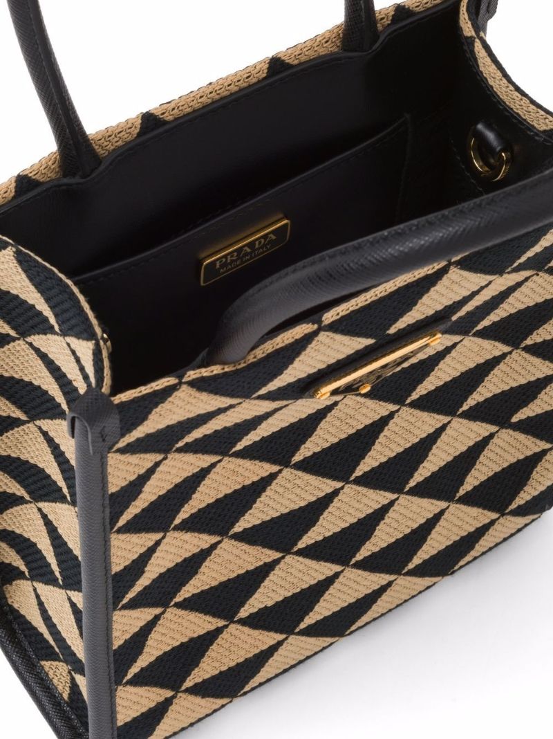 Black Symbole Embroidered Mini Tote Bag