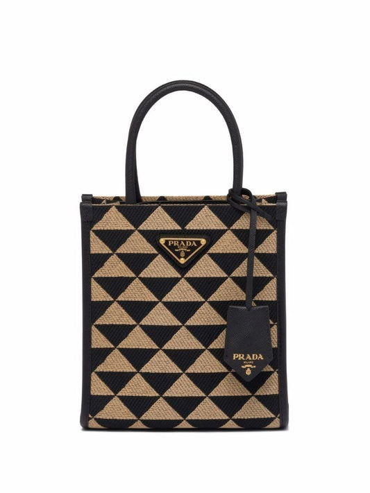 Black Symbole Embroidered Mini Tote Bag