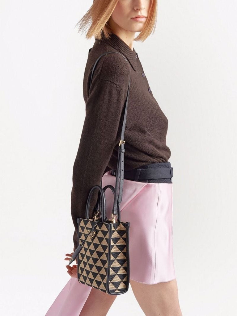 Black Symbole Embroidered Mini Tote Bag