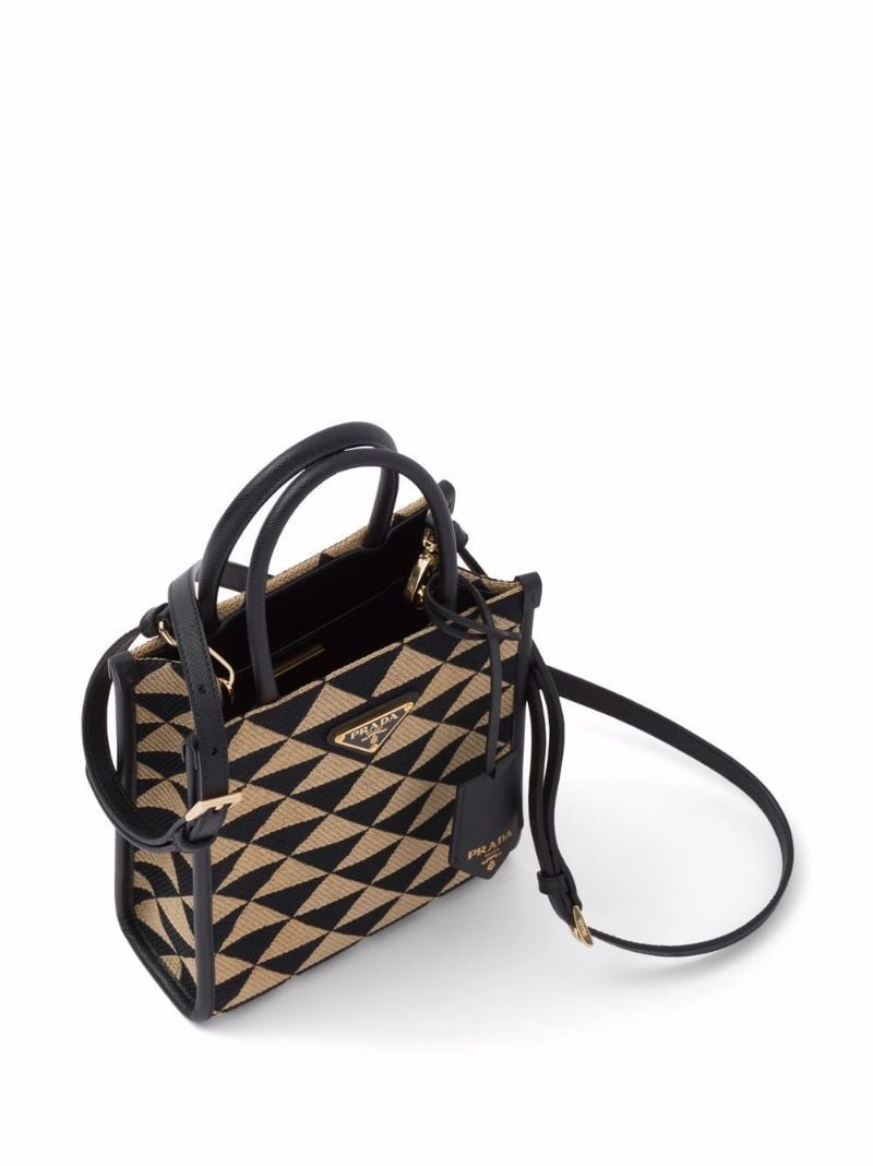 Black Symbole Embroidered Mini Tote Bag