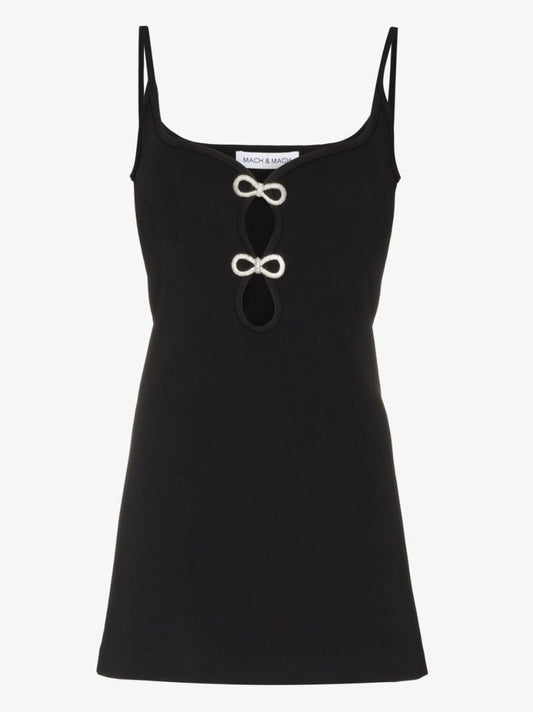 Black Crystal Bow Mini Dress