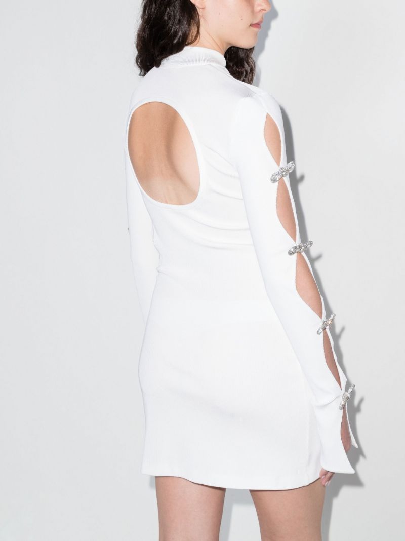 White Crystal Bow Cut-out Mini Dress