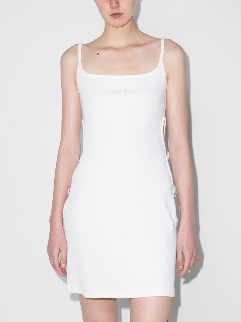 White Crystal Bow Cut-out Mini Dress