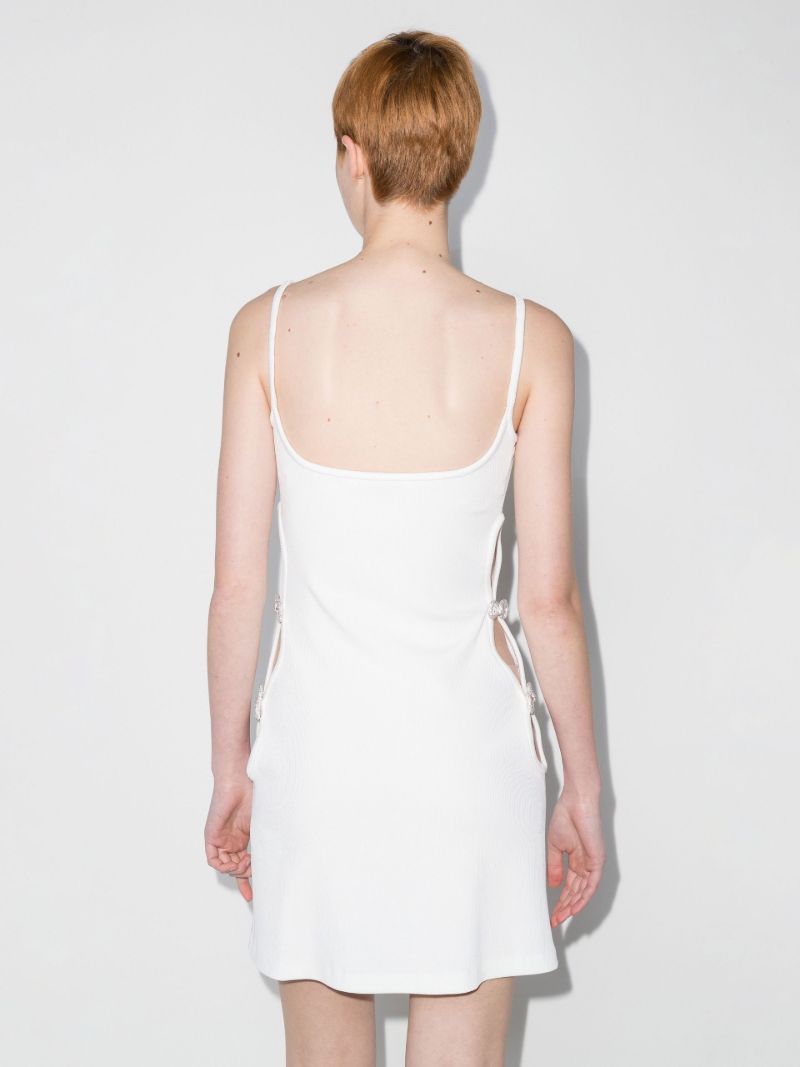 White Crystal Bow Cut-out Mini Dress