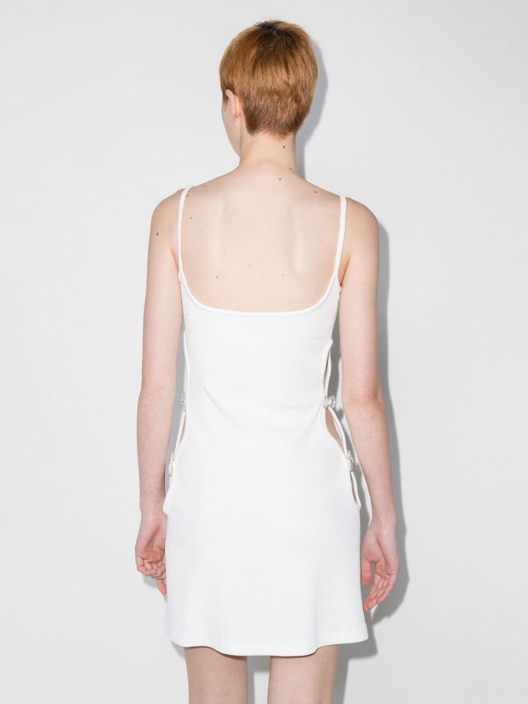 White Crystal Bow Cut-out Mini Dress