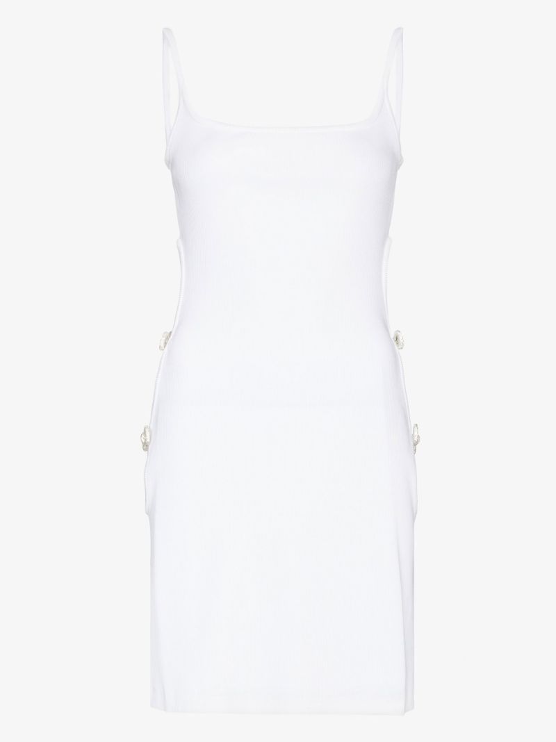 White Crystal Bow Cut-out Mini Dress