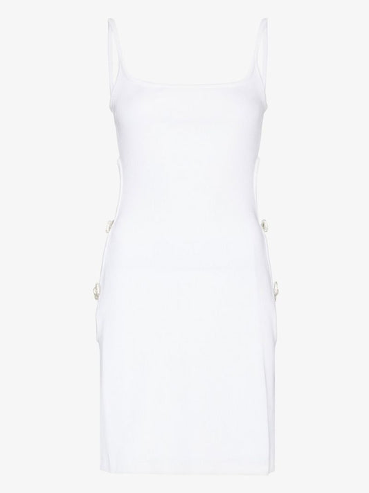 White Crystal Bow Cut-out Mini Dress